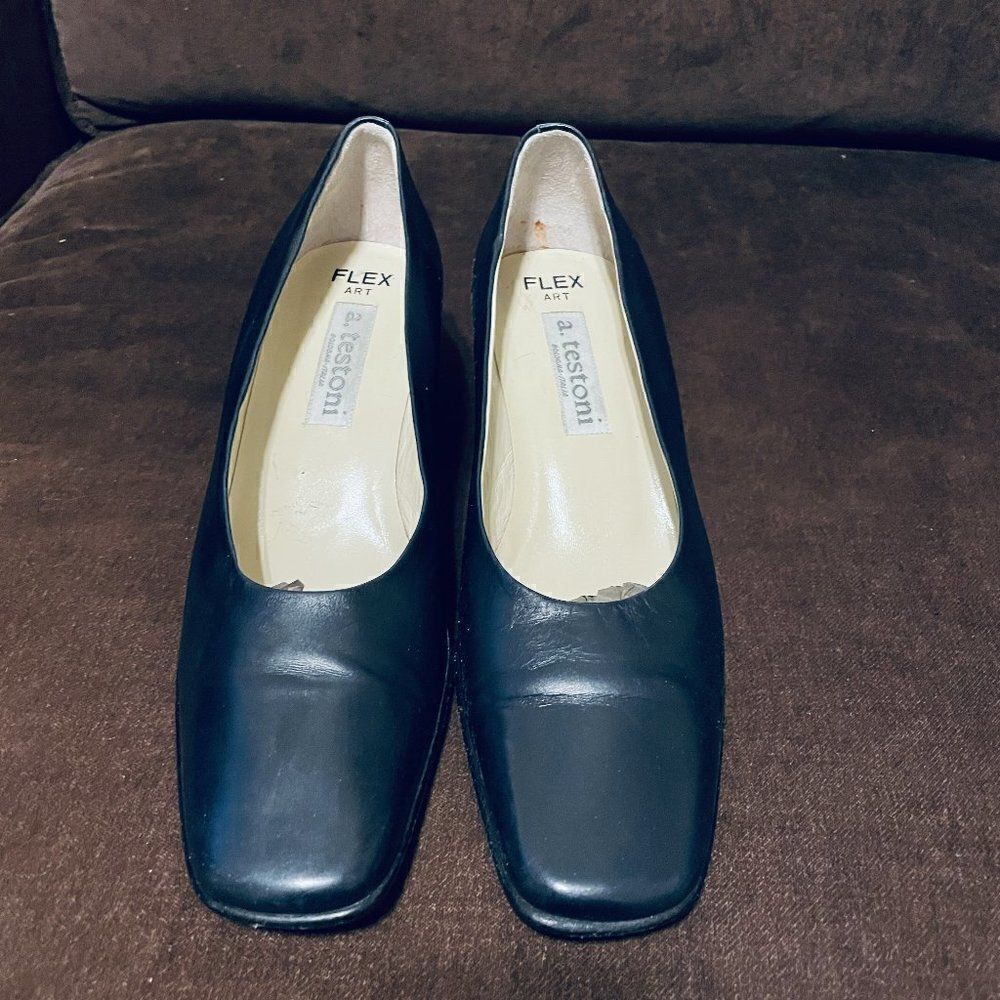 a.Testoni womens indigo pump 3" 38.5 EUR sz 8.5 US not black